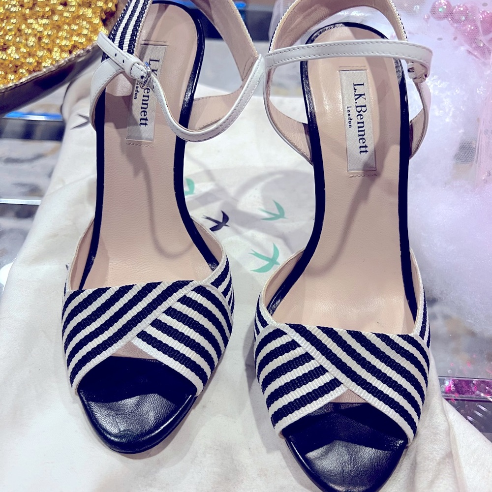 Black and white heeled sandals by LK Bennett